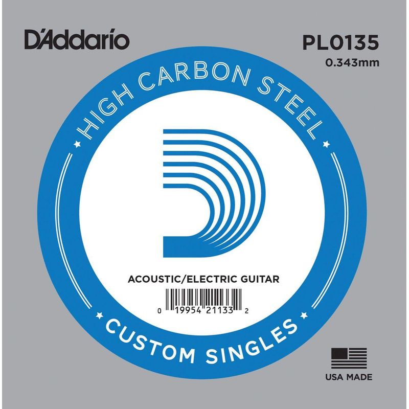 D'addario PL0135 Enkeltstreng elgitar/akustisk gitar Plain Steel 0135