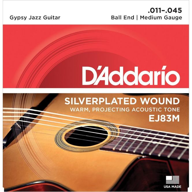 Hovedbilde D'Addario EJ83M Gypsy Jazz gitar stålstrenger, ball end, 011-045
