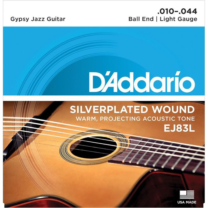 Hovedbilde D'Addario EJ83L Gypsy Jazz gitar stålstrenger, ball end, 010-044