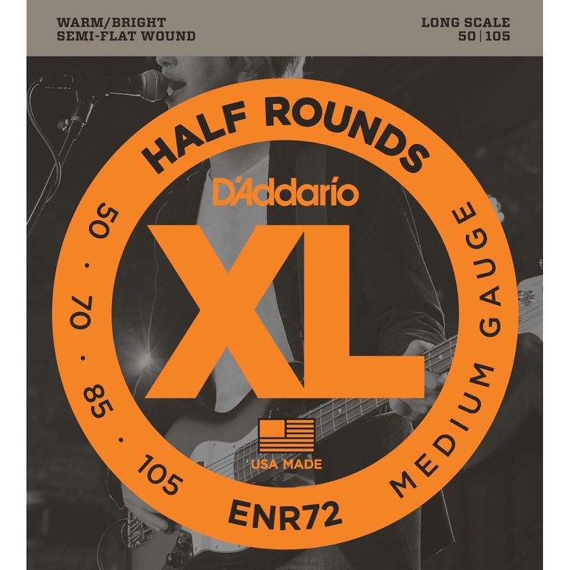 D'Addario ENR72 Half Rounds Basstrenger, halvslipte