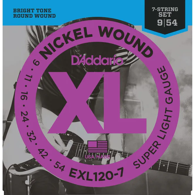 Hovedbilde D'Addario EXL120-7 Elgitarstrenger, 7-strengs 009-054