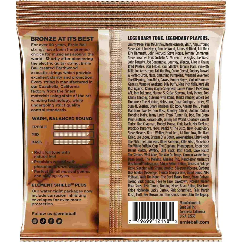 Ernie Ball 2148 Earthwood Phosphor Bronze 11-52 Strenger akustisk gitar