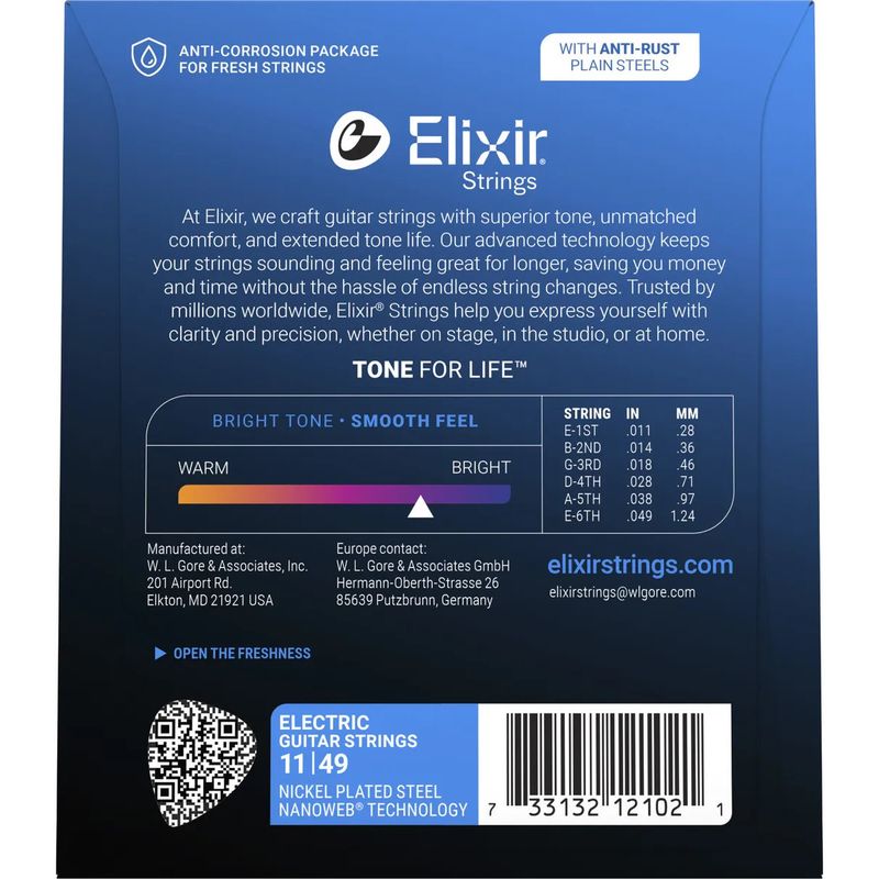 Elixir Nanoweb Elgitarstrenger 12102, Medium, 011-049