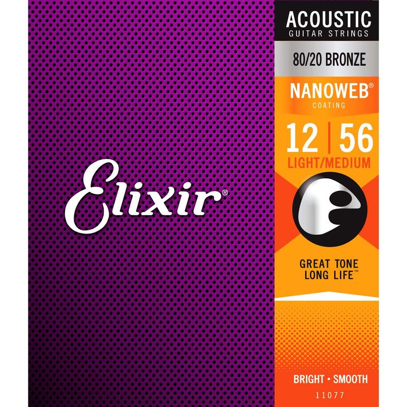 Elixir 11077 Nanoweb ak. gitarstr. 80/20 Bronze 012-056