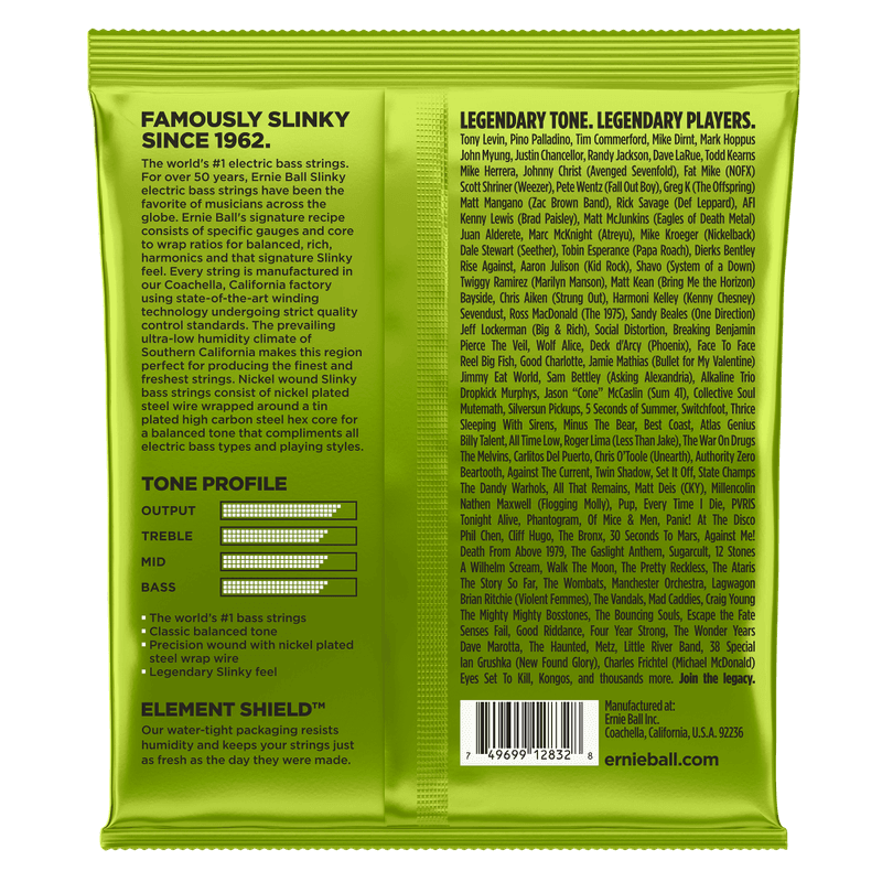 Ernie Ball 2832 Regular Slinky strenger elbass 4-strengs 050-105