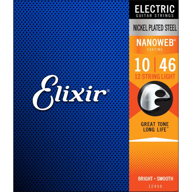 Hovedbilde Elixir Nanoweb Elgitarstrenger 12450, 12-strengs, Light, 010-046