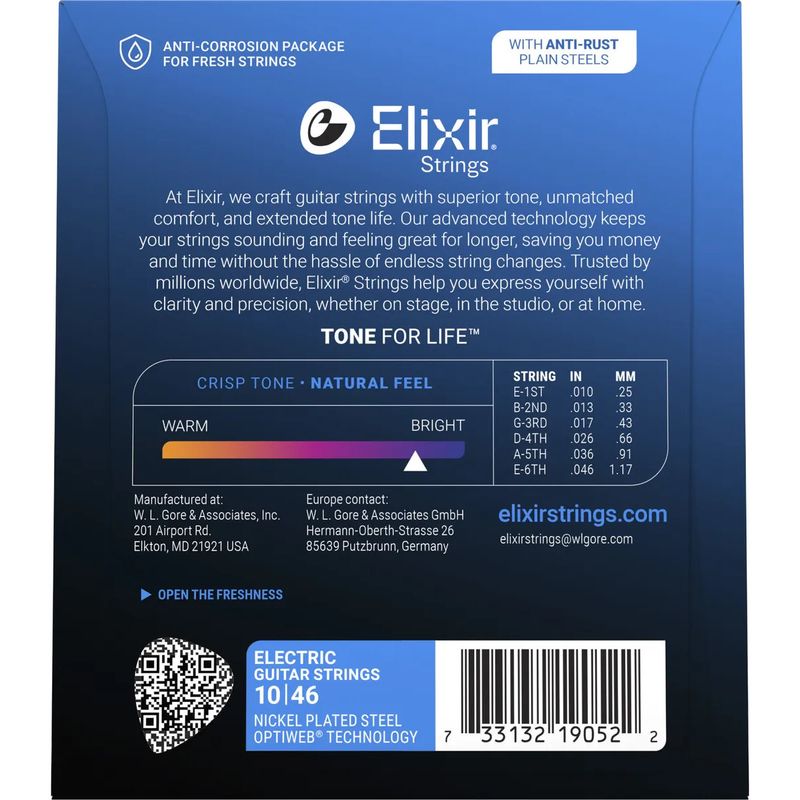 Elixir Optiweb Elgitarstrenger 19052, Light, 010-046