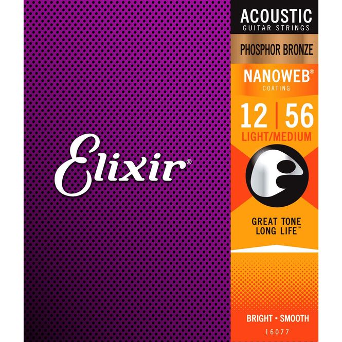 Hovedbilde Elixir 16077 Nanoweb ak. gitarstr. Phosphor Bronze 012-056