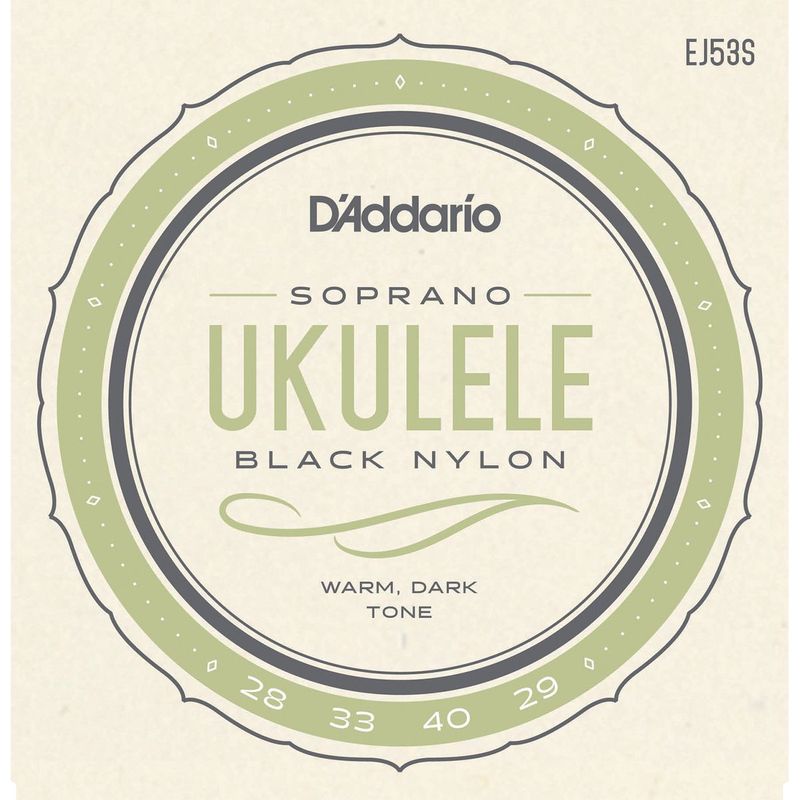 D'Addario EJ53S Ukulele-strenger sopran, svart nylon