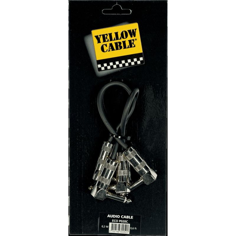 Yellow Cable P020C Jack patch-kabler 20cm vinkel/vinkel, 2 stk