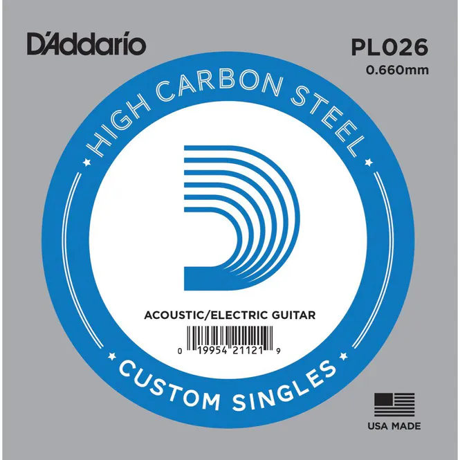 Hovedbilde D'addario PL026 Enkeltstreng elgitar/akustisk gitar Plain Steel 026