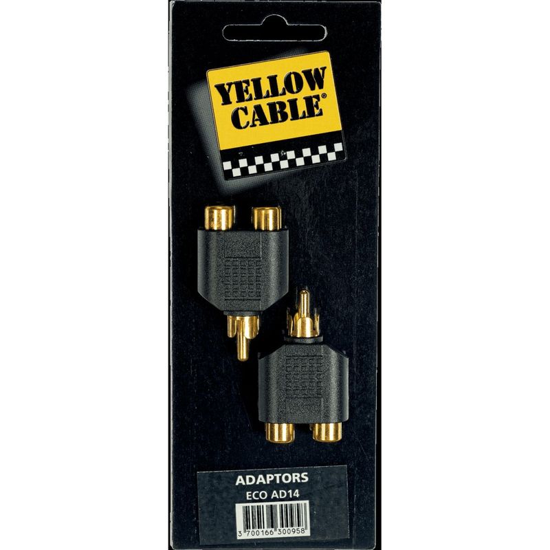 Yellow Cable AD14 - RCA hann til 2x hunn RCA adapter, 2 stk
