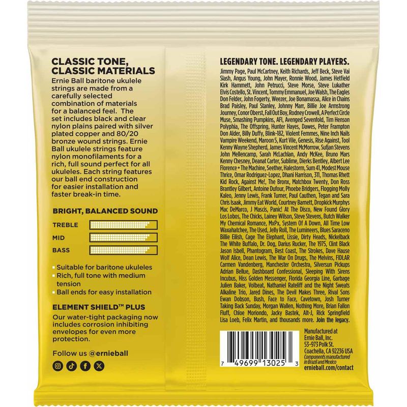 Ernie Ball 2328 Ukulelestrenger, baryton, ball end