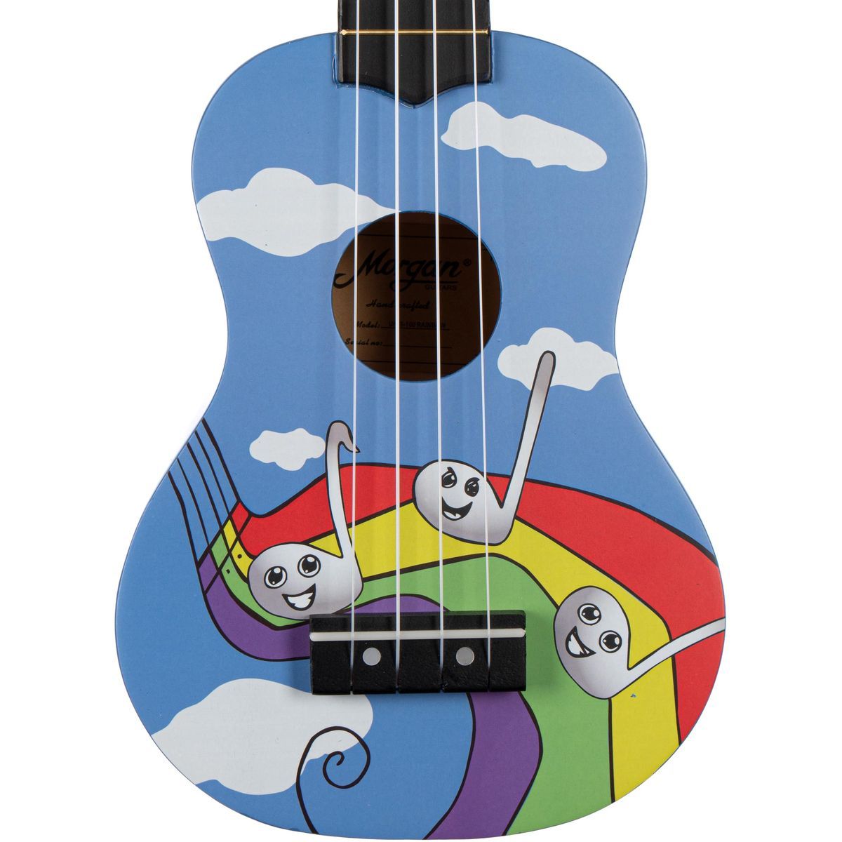 Morgan Sopran Ukulele UK S 100 Rainbow, blå med regnbue, m/bag