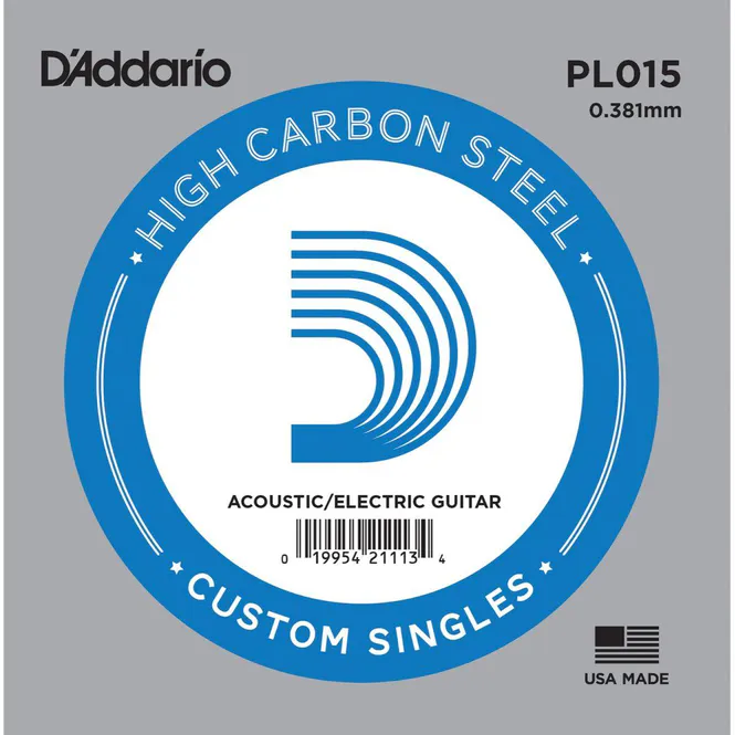 Hovedbilde D'addario PL015 Enkeltstreng elgitar/akustisk gitar Plain Steel 015