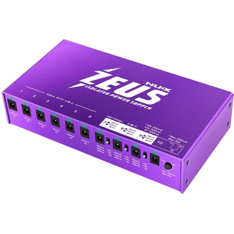 NUX ZEUS Power Supply med 10 isolerte DC-utganger