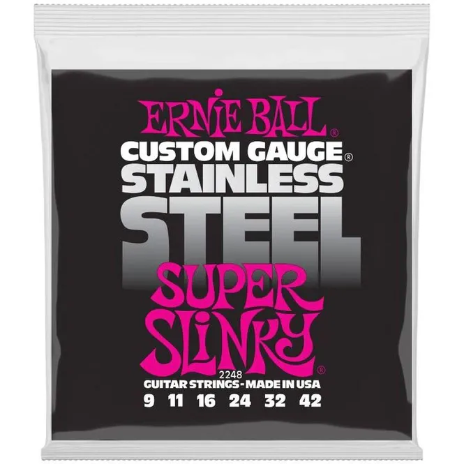 Hovedbilde Ernie Ball 2248 Stainless Steel Super Slinky 09-42 elgitarstr.